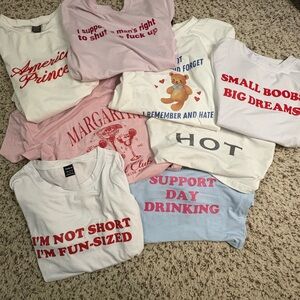 SHEIN Graphic Crop Tops - Pink, White, Blue